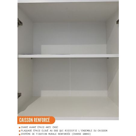 Meuble haut de cuisine 80 cm, 2 portes - ECO Noyer | Cuisineandcie