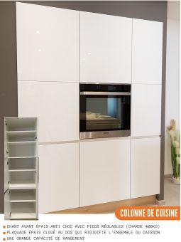 Colonne de cuisine pour réfrigérateur encastrable Bellissi Blanc Brillant 3 portes L 60 cm