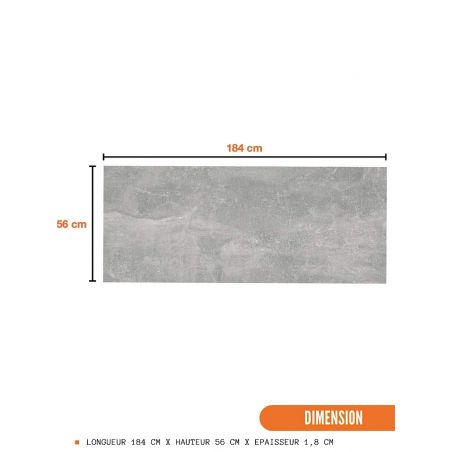 Crédence 184 cm - Décor béton gris naturel