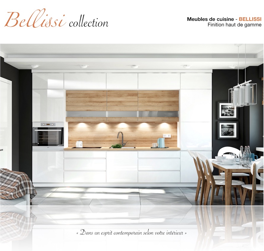 BELLISSI cuisine complète 180 cm - Décor béton gris ...